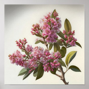 Pink Crepe Myrtle Flowers Art Print Poster