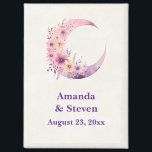 Pink Crescent Moon Wedding Save the Date Magnet<br><div class="desc">Wedding save the date magnet with a lovely illustration featuring a soft pink and purple crescent moon. Pretty pink and yellow wildflowers adorn this celestial body.</div>