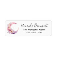 Pink Crescent Moon with Pretty Flowers Address