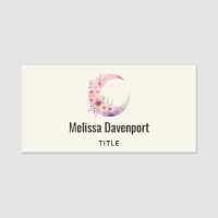 Pink Crescent Moon with Pretty Flowers