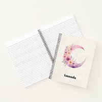 Pink Crescent Moon with Pretty Flowers