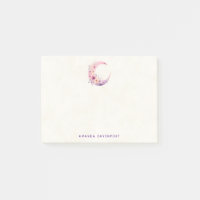 Pink Crescent Moon with Pretty Flowers