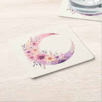 Pink Crescent Moon with Pretty Flowers