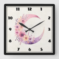 Pink Crescent Moon with Pretty Flowers