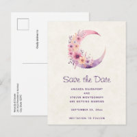 Pink Crescent Moon with Pretty Flowers Wedding