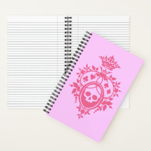 Pink Crest with Skull and Cardsuits Notebook