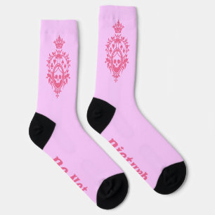 Pink Crest with Skull and Cardsuits Socks