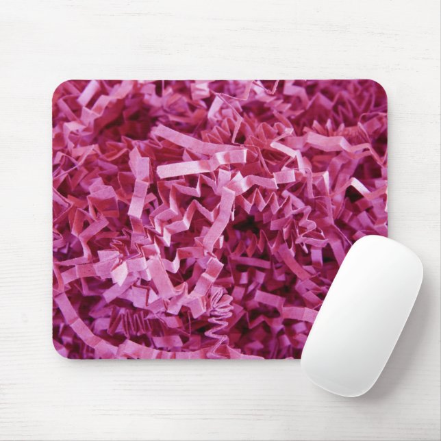 Pink Crinkled Shreds Recycle Filler Stuffing Paper Mouse Pad (With Mouse)