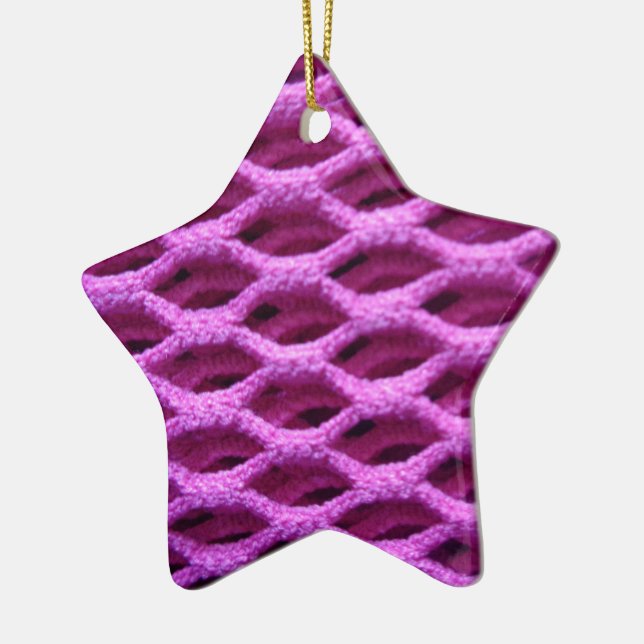 Pink Crochet Look Ceramic Tree Decoration (Left)