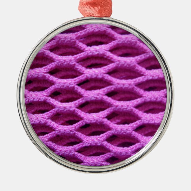 Pink Crochet Look Metal Tree Decoration (Front)