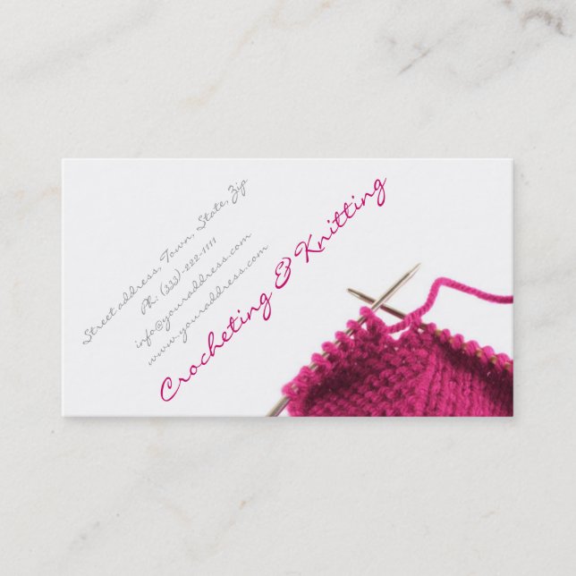 Pink Crocheting & Knitting Business Card (Front)