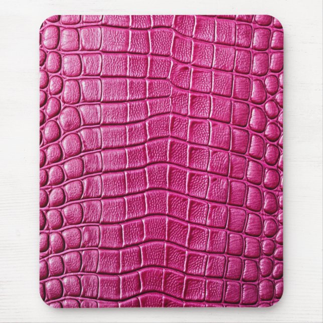 Pink Crocodile Alligator Skin Faux Leather Print Mouse Pad (Front)
