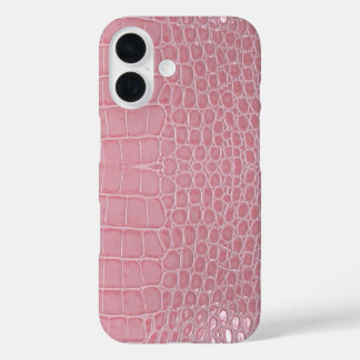 Pink Crocodile Leather Aesthetic iPhone 16 Case