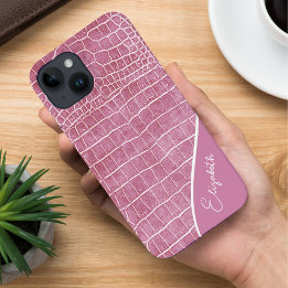 Pink Crocodile Personalised Case-Mate iPhone 14 Case