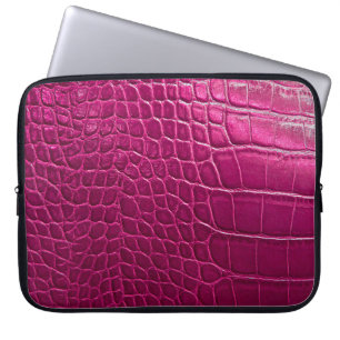 Pink crocodile skin texture laptop sleeve