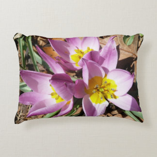 Pink Crocuses Spring Floral Decorative Cushion