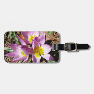 Pink Crocuses Spring Floral Luggage Tag