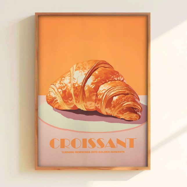 Pink Croissant Print Pastry Poster Minimalistic Ar (Creator Uploaded)
