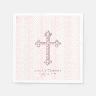 Pink Cross Christening Napkin