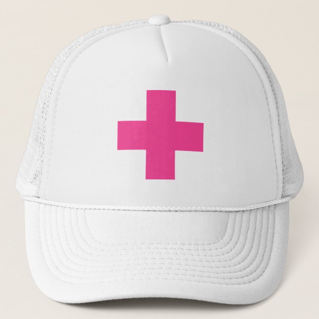 Pink cross custom colour trucker hat for nurse (Front)