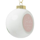 Pink Cross Girl Baptism Ceramic Ball Ornament