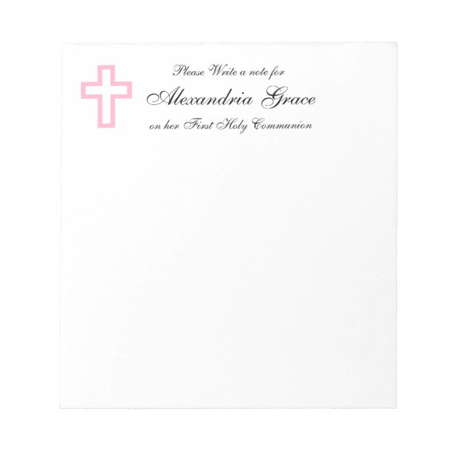 Pink Cross Personalised Notepad (Front)