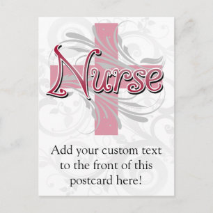Pink Cross/Swirl Nurse Postcard