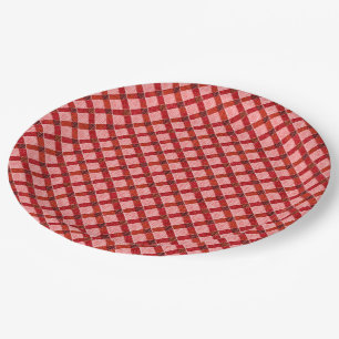 Pink cross tartan plaid with light rough relief th paper plate