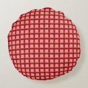 Pink cross tartan plaid with light rough relief th round cushion