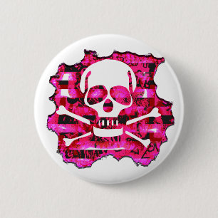 Pink Crossbones 6 Cm Round Badge