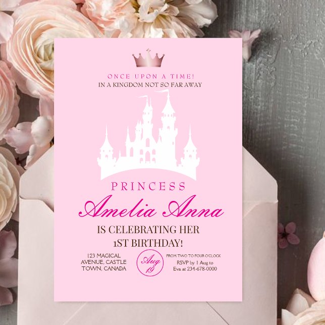 Pink Crow Princess 1st Birthday Party  Invitation (Creator Uploaded)