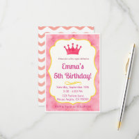 Pink Crown Birthday Invite | zazzlemade Magic