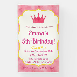 Pink Crown Birthday Invite zazzlemade Magic Banner