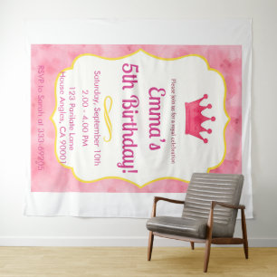 Pink Crown Birthday Invite   zazzlemade Magic Tapestry