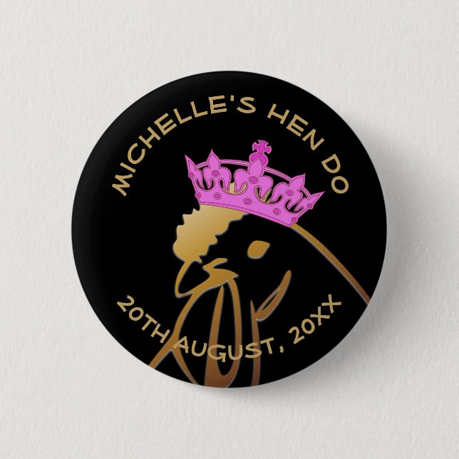 Pink Crown Hen Do 6 Cm Round Badge (Front)