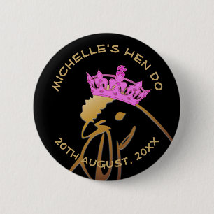 Pink Crown Hen Do 6 Cm Round Badge