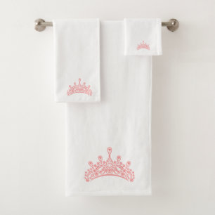Pink Crown Illustration Bath Towel Set