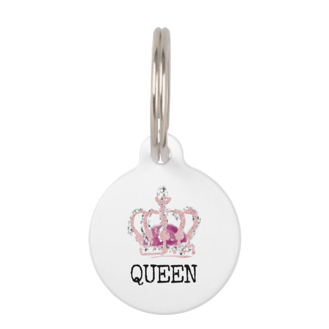 Pink Crown King Queen Pet Tag (Front)
