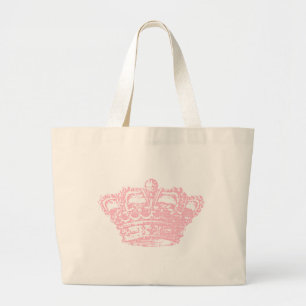 Pink Crown Large Tote Bag