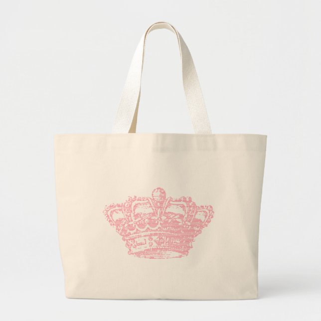 Pink Crown Large Tote Bag (Front)