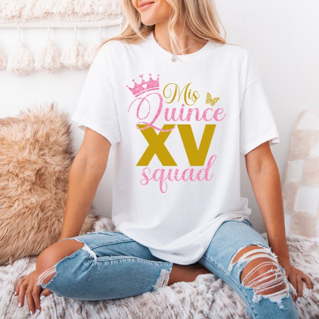 Pink Crown Mis Quince XV Squad Quinceanera Party T-Shirt (Pink Crown Mis Quince XV Squad Quinceanera Party T-Shirt)