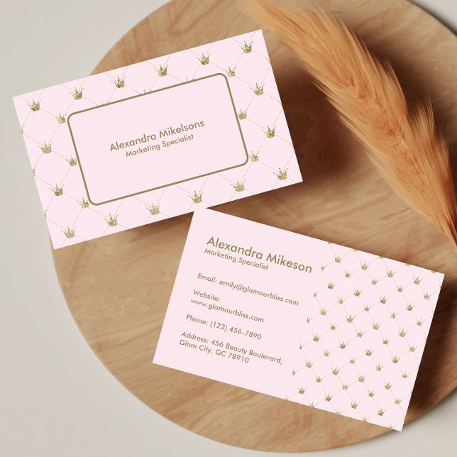 Pink Crown Pattern Luxury Business Card (Creator Uploaded)