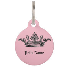 Pink Crown Pet Name ID Tag