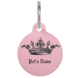 Pink Crown Pet Name ID Tag