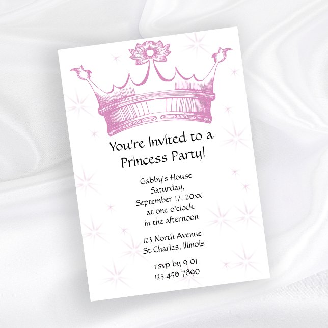 Pink Crown Princess Party Invitation (Creator Uploaded)