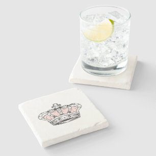 Pink Crown Queen Royal Glam Feminine Aesthetic Stone Coaster
