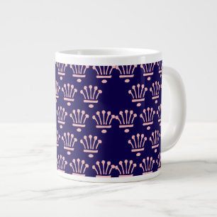 Pink Crowns Dk Blue Large Coffee Mug
