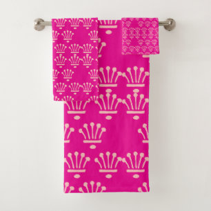Pink Crowns Hot Pink      Bath Towel Set
