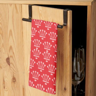 Pink Crowns Red      Tea Towel