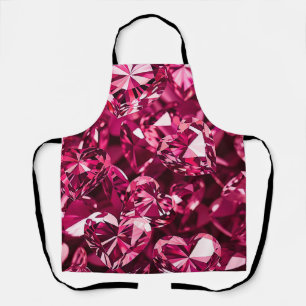 Pink Crystal Diamond Hearts Apron